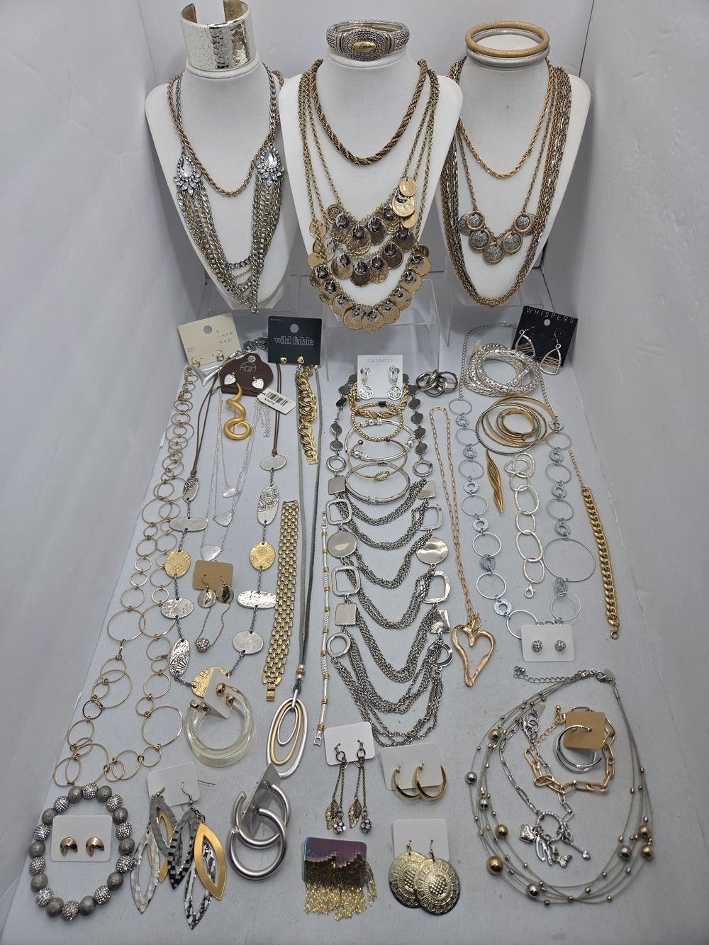 HUGE ​50pc Vintage & Modern Jewelry Lot CHICO'S LIA SOPHIA LUCKY Necklace Earrin